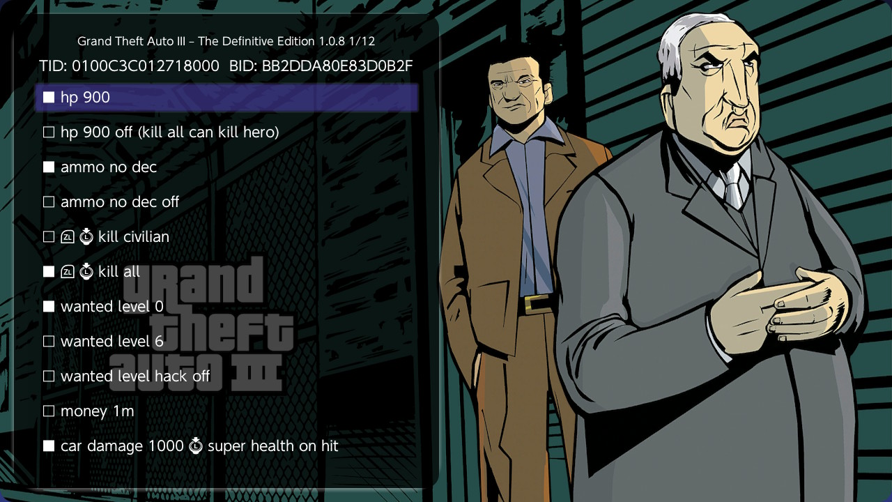 《侠盗猎车手 3 终极版 Grand Theft Auto III》Switch金手指下载 – 含1.0.8_0