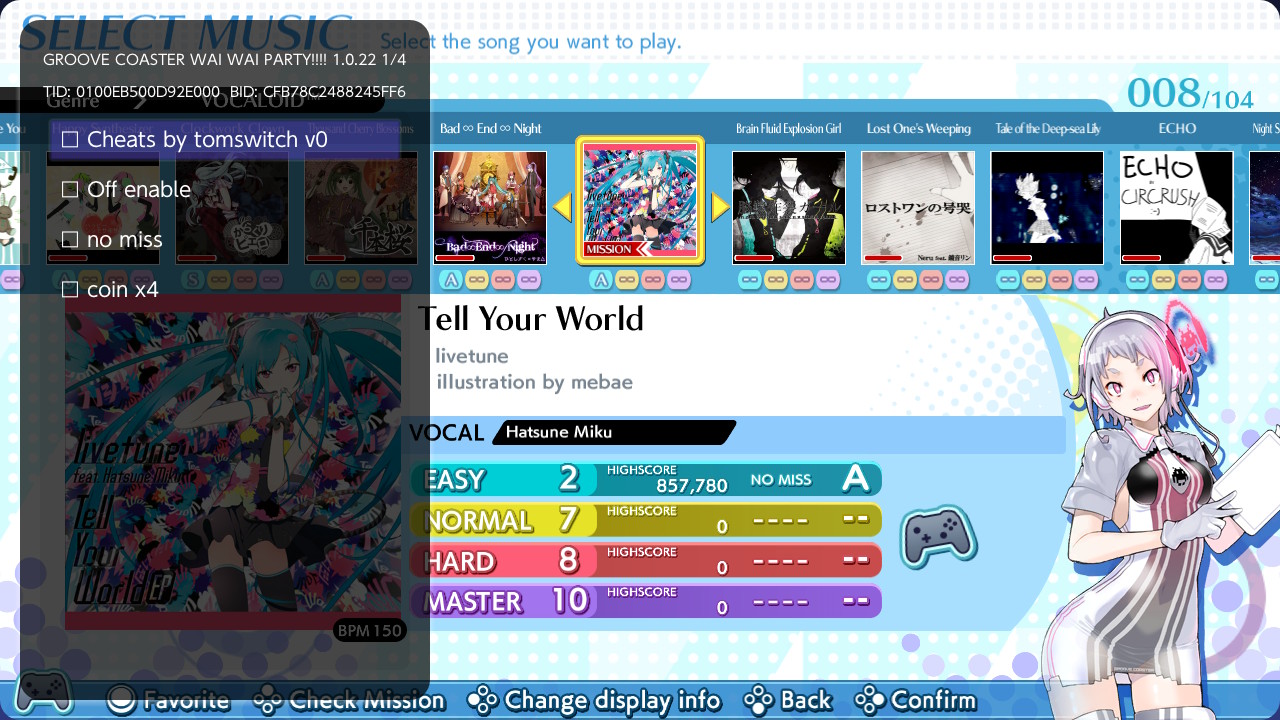 《炫音轨迹 GROOVE COASTER WAI WAI PARTY!!!!》Switch金手指下载 – 含1.0.22_0