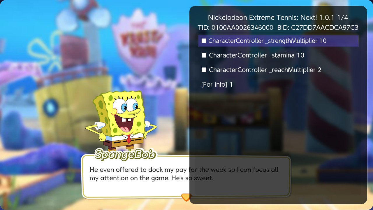 尼克儿全明星 网球 Nickelodeon Extreme Tennis Next! Switch 1.0.1 金手指下载_0