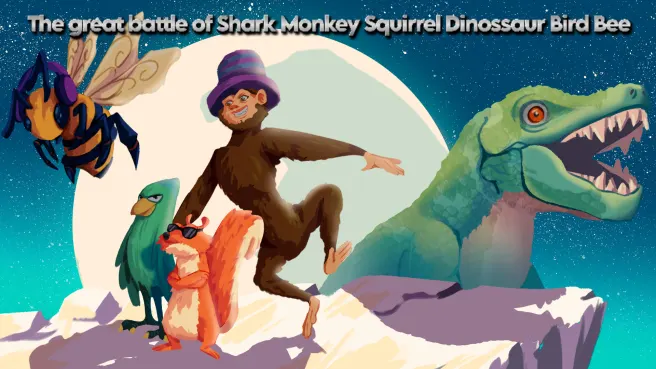 switch游戏《鲨鱼、猴子、松鼠、恐龙、鸟蜂的大战 The great battle of Shark Monkey Squirrel Dinossaur Bird Bee》英文版nsp下载_6